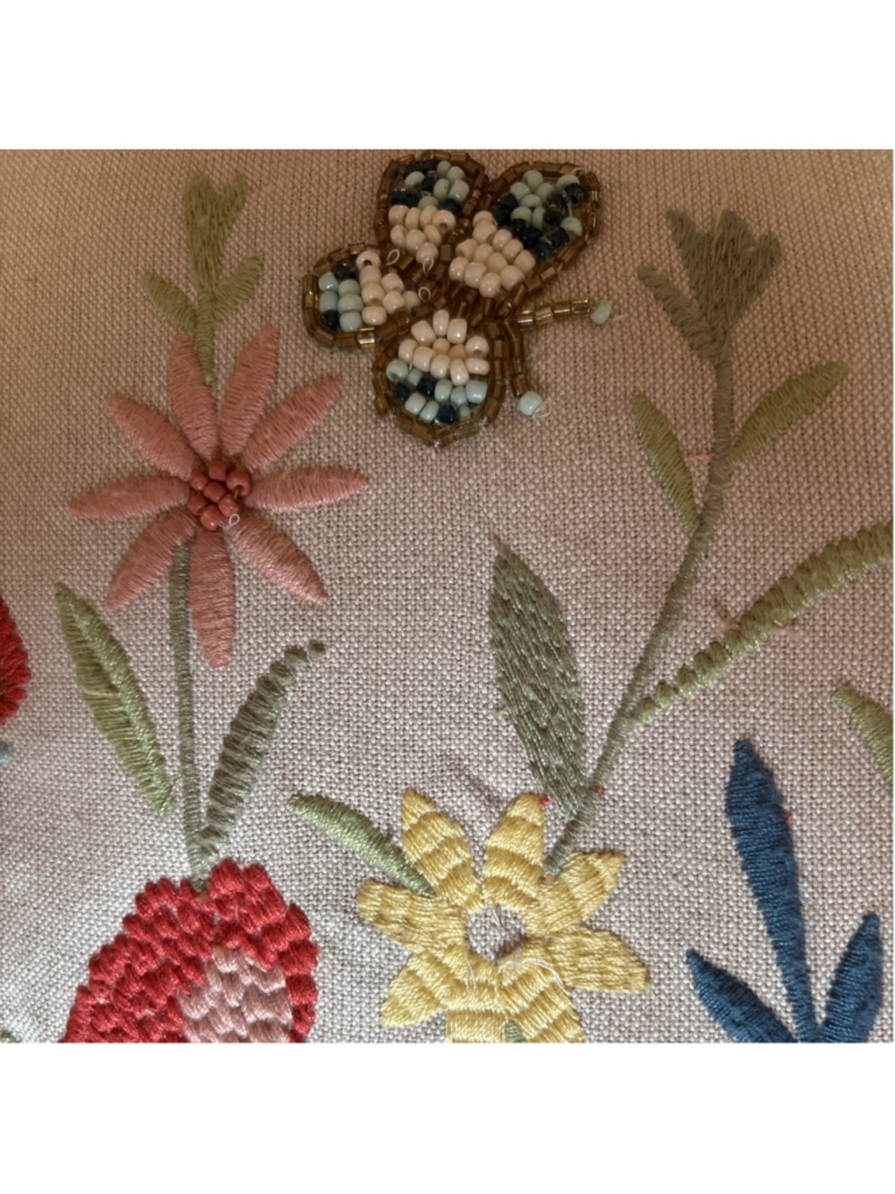 Pier 1 Floral Embroidered Accent Pillow One Size Beige Red - Picture 4 of 6